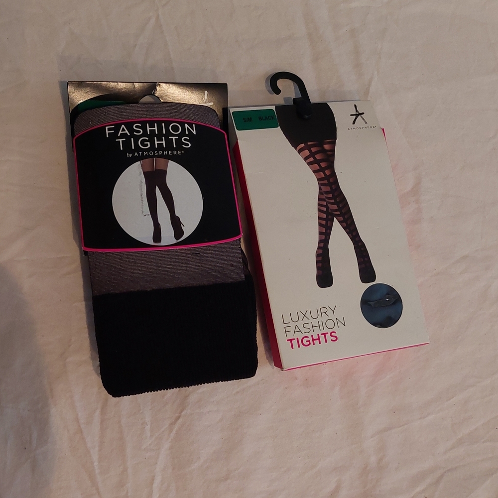 NWT blk novelty stockings 2 styles Sz S/M